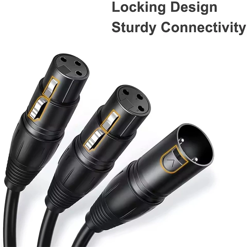 Balanced Audio Extension Cord - XLR Male to Dual Female Y-Splitter 3-Pin Cable for Microphones and Amplifiers