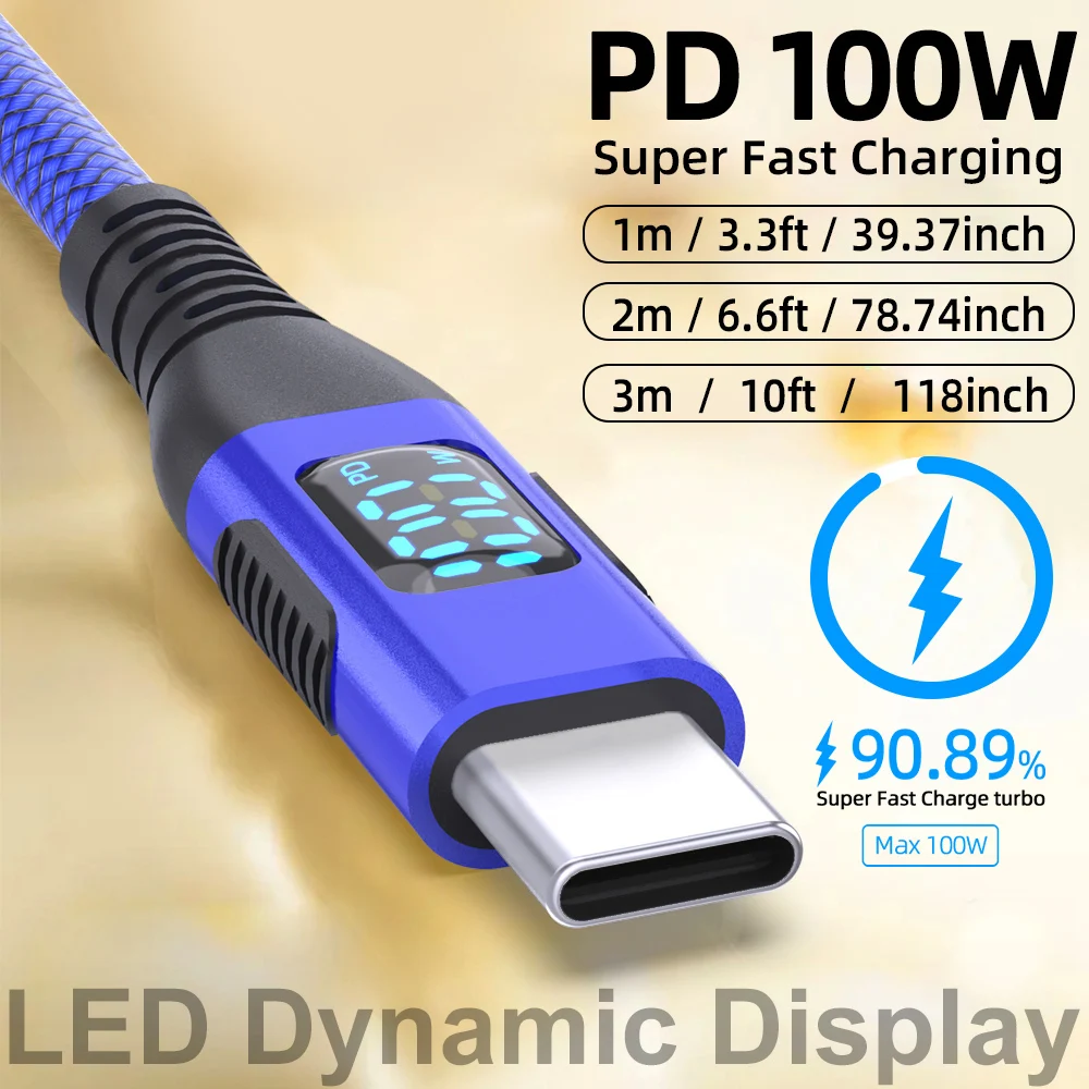 High-Speed 60/100W USB-C to USB-C Fast Charging Cable with 480Mbps Data Transfer