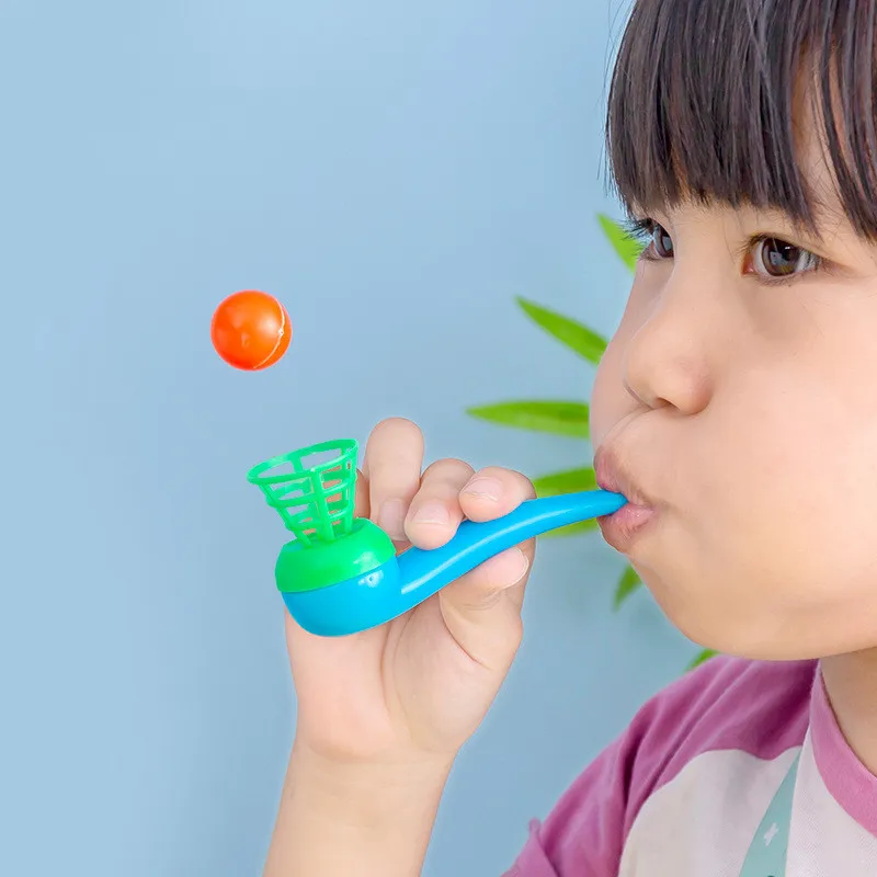 Blowpipe Blowing Game 10PCS Children's Outdoor Toy Hanging Blowpipe Blowing Game Sense Balance Training Floating Blowball Magic Parent-child Game Gift