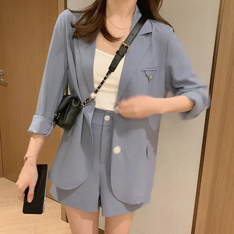 2024 Korean Preppy Style Single Breasted Blazer Spring Autumn New Fashion Chic Skirt Suits Women Solid Colors Office Blazers