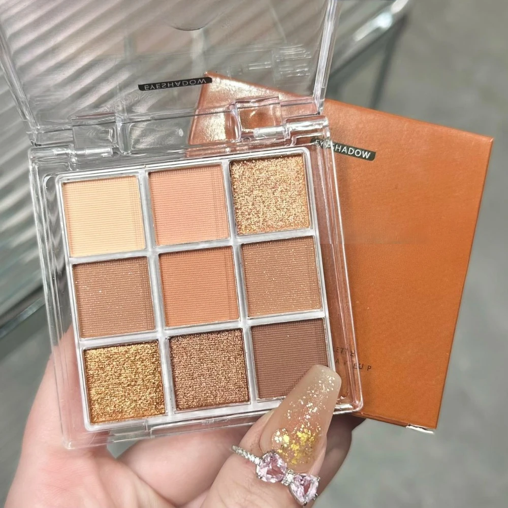 Vibrant 9-Color Blue Eyeshadow Palette with Matte and Pearlescent Finishes