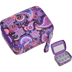 Weekly Pill Organizer Case for Vitamins and Supplements, 7 - Day Travel Medicine Holder (Purple Paisley)