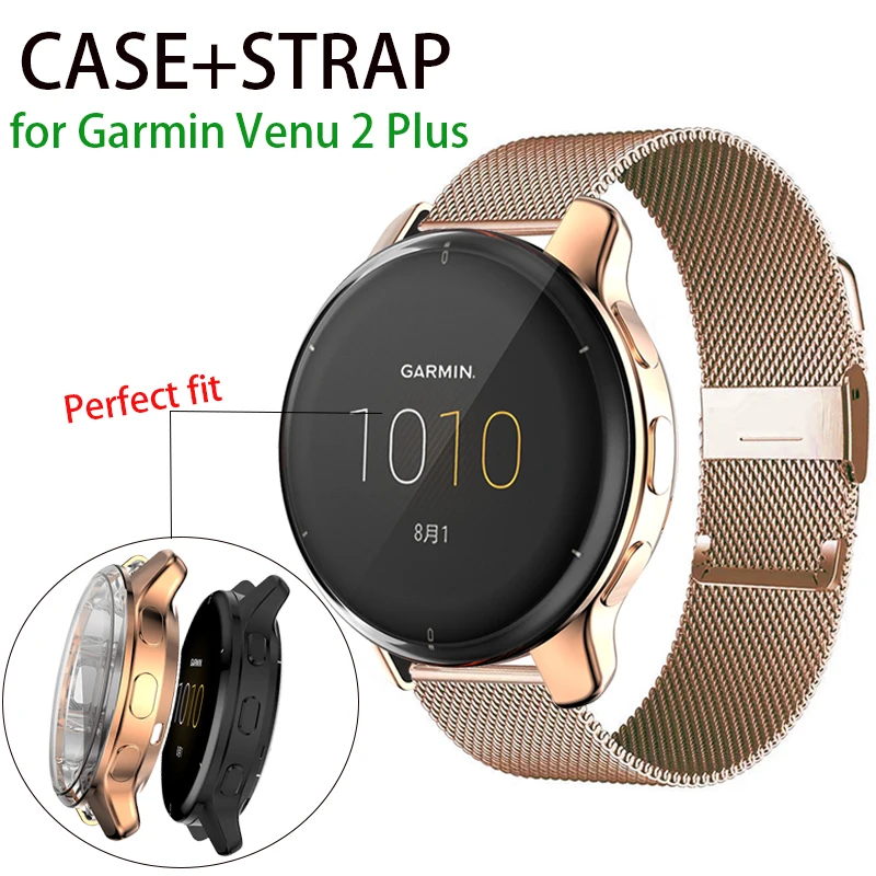 

Metal bracelet for Garmin Venu 2 Plus Venu 2 2S Strap Stainless Steel band Garmin Vivoactive 4 4s Full Coverage Protection Case