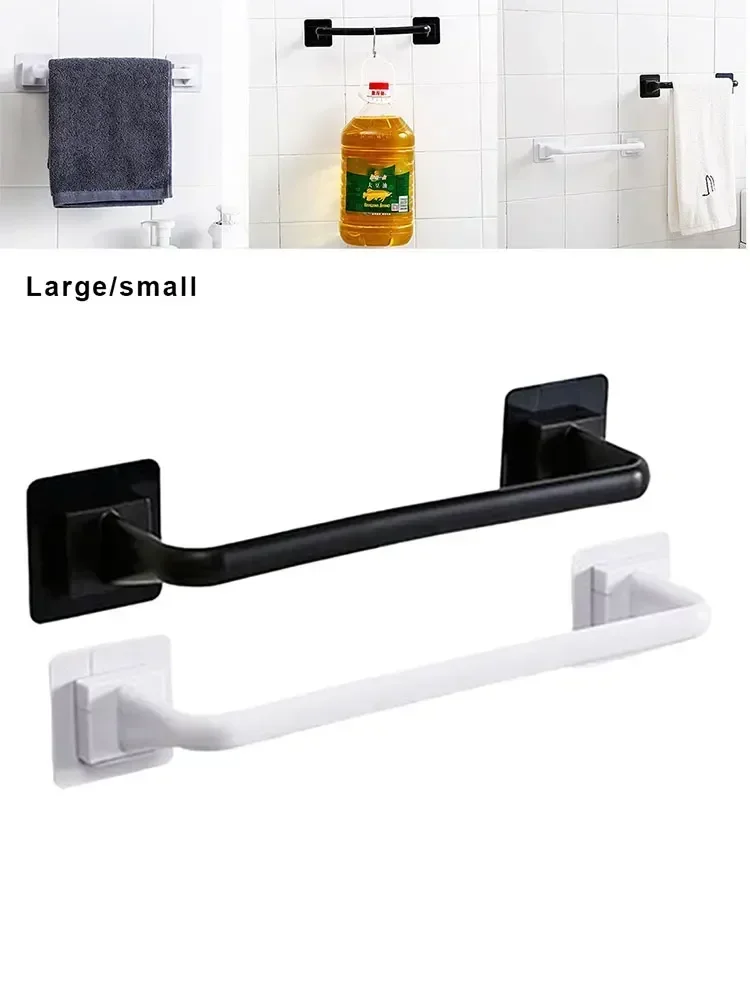 Hot Bathroom Towel Rack Self-Adhesive Towel Bar Stick On Wall Bath Holder Rail Rack Bathroom Accessories