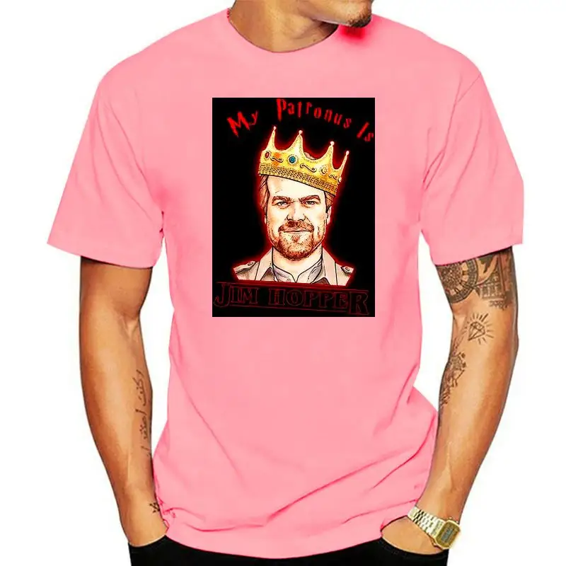 thumbnail image 1 of Stranger tee Things My Patronus Is Jim Hopper T Shirt Black Cotton Men S-6XL, 1 of 5