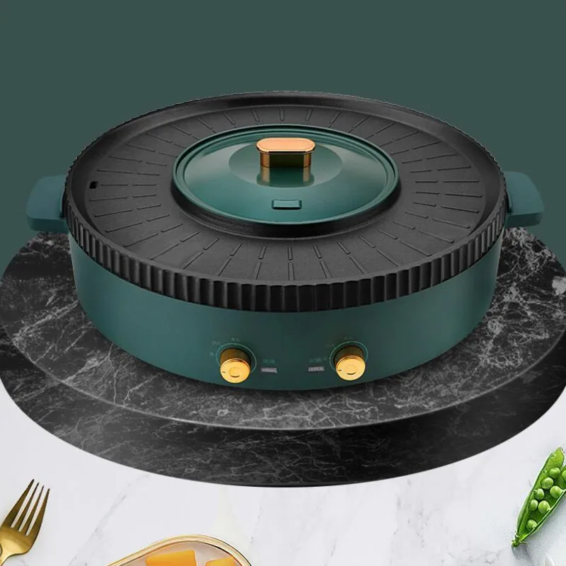 Korean-style Grill Pan Shabu-shabu Frying Pot Home Multi-functional Hot Pot Barbecue Integrated Pot Multicooker Electric Pot 5
