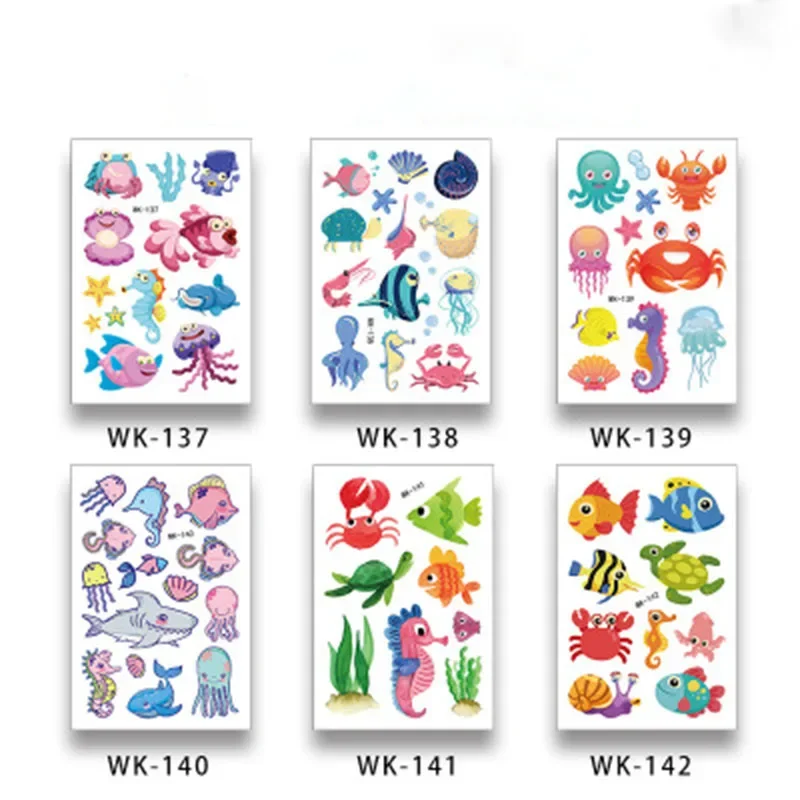 

Temporary Tattoo Children Cartoon Sea World Animal Sticker Face Fake Tattoos Body Art 10pcs