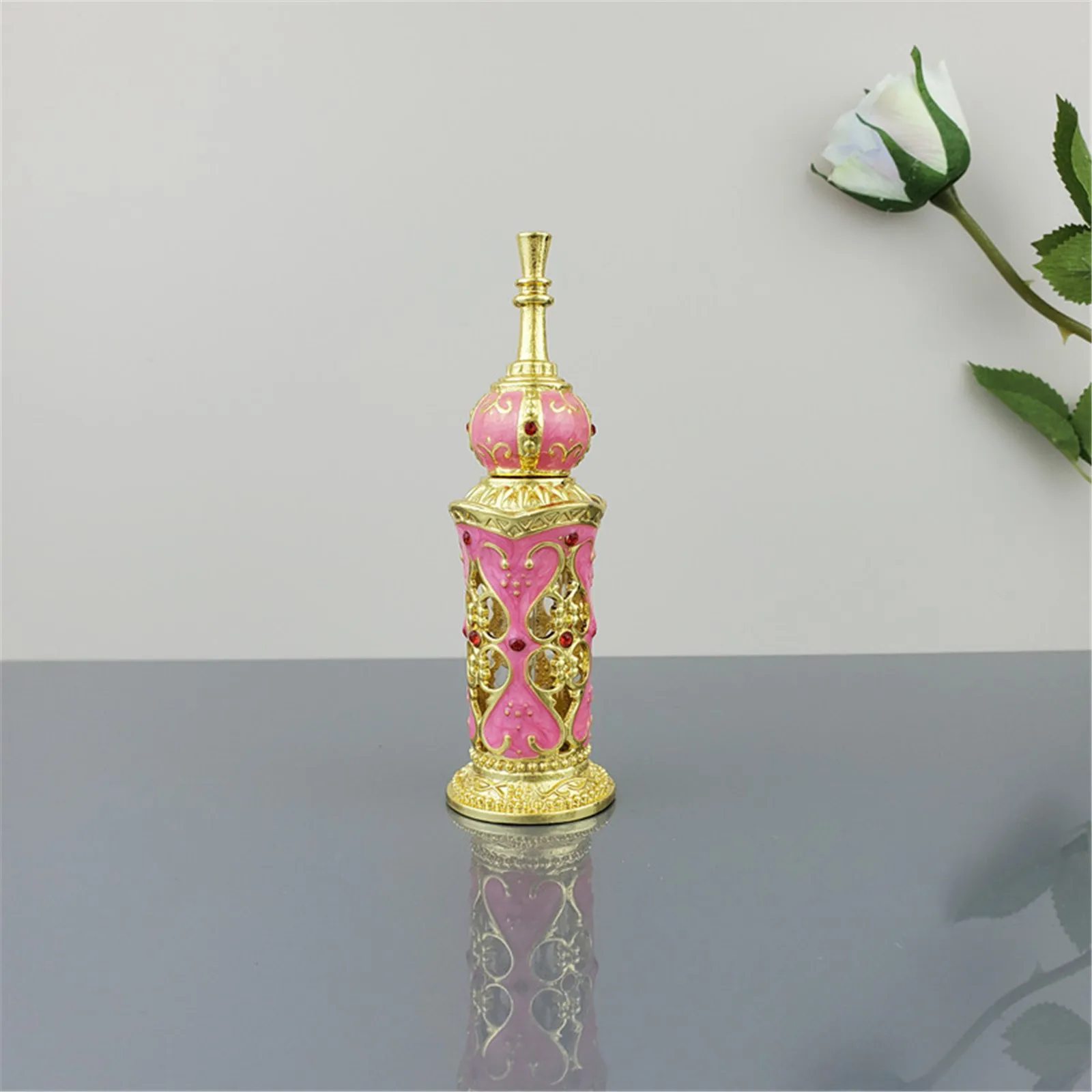 

12ml Exquisite Perfume Bottle Electroplating Diamonds Dropper Essential Oil Bottle Glass Dispensing Bottle Empty Bottle