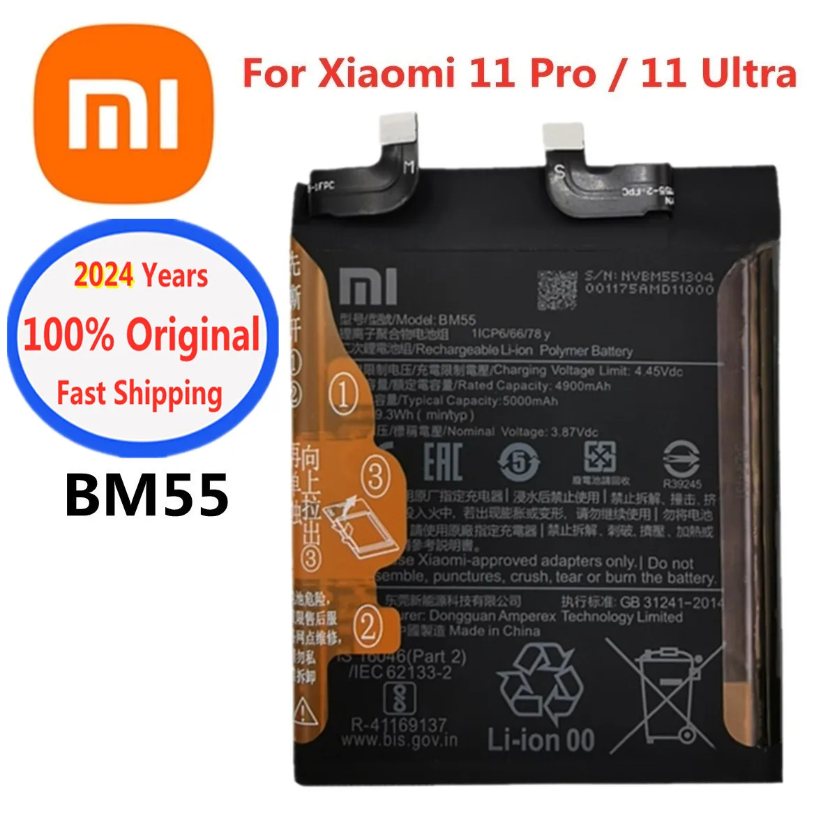 5000Mah Xiao Mi 100% Batteria Originale Bm55 Per Xiaomi 11 Ultra 11 Ultra / Mi 11 Pro 11Pro Mi11 Pro Batteria Del Telefono Bateria + Tools