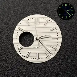 Green Luminous Nautilus Dial with Hollow Parrot Snail Design - 30.5mm Watch Modification Accessory - NO logo (White Set)