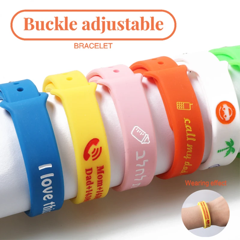 Silicone Bracelets 1PCS Back buckle style Custom DIY Name Phone Number Engraved Personalized Wristband birthday