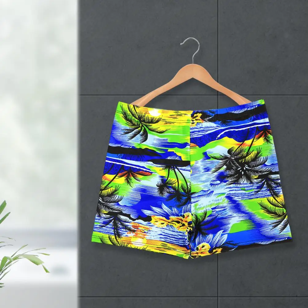 Men Swimming Trunks Quick Dry Men Shorts Digital Print Pattern Flat Corner Swimming Pants
