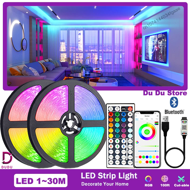 LED Strip Lights Bluetooth Music Sync RGB Led Tape TV Backlight Led Lights for Room Decoration Luces Led 10m 20m 30m Neon Light bluetooth led strips smd5050 phone control neon ice lighting music sync lamp for bedroom decoration tv backlight dc5v room decor