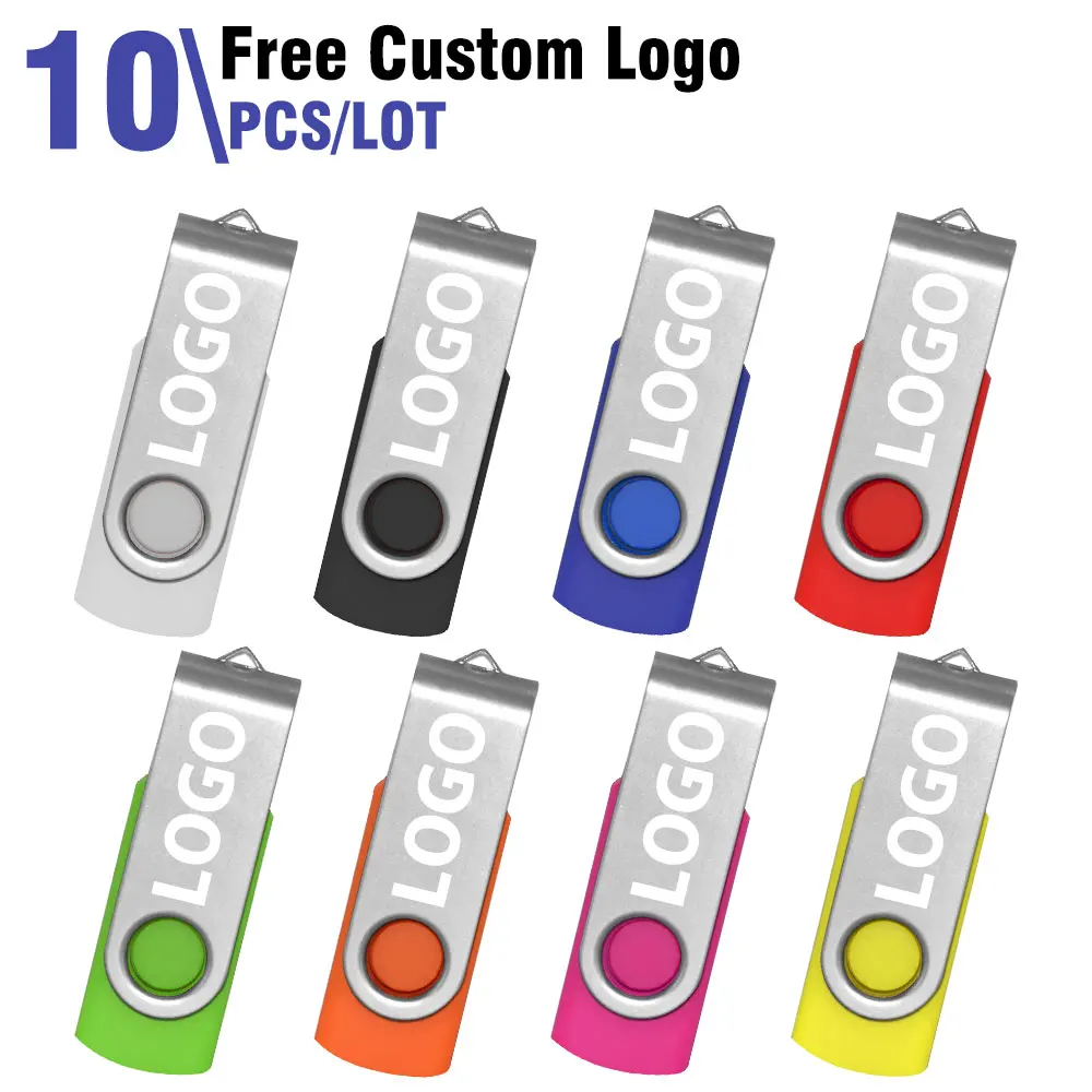 

Custom Logo 10Pcs/Lot Metal Clip Memoria Usb Sticks 128GB 4GB 8GB 512MB Cle Usb Flash Drive 32GB 16GB Pendrive Cards U Disk Gift