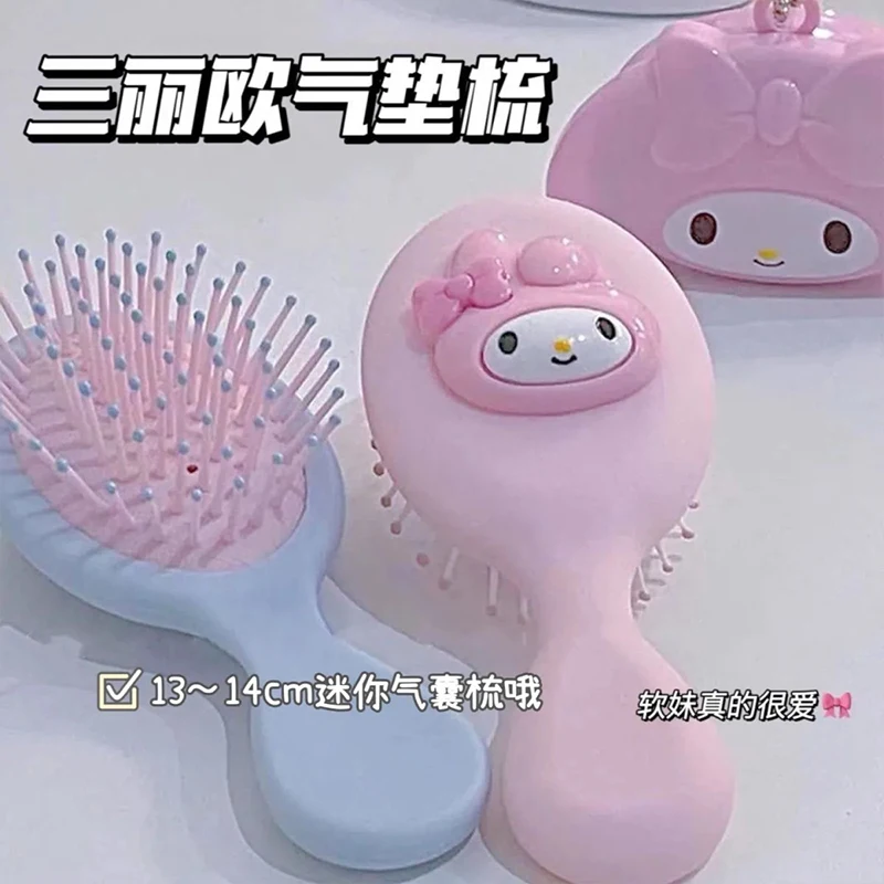 Pente Hello Kitty Kawaii para Meninas, Mini Pente Portátil, Pente Almofada de Ar, Sanrio Anime, Minha Melodia, Cinnamoroll, Desenhos Animados,