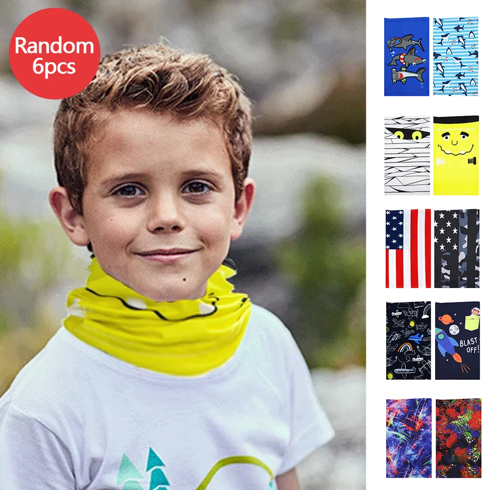 Random 6PCS Cute autumn and winter scarf for boys, windproof, warm and multi-functional