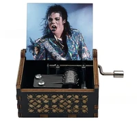 Source Factory Wooden Music Box Wooden Hand Crank Ornament Music Box Michael Jackson Music Box Wholesale 1