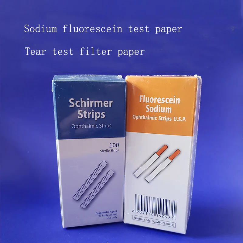 Indian Fluorescein Sodium Test Paper Tear Test Filter Paper Fluorescent Strip Eye Examination Tool Individual Package Ophthalmic Detection Strip