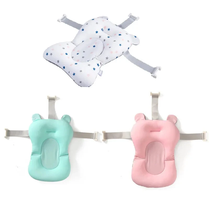 Baby Bath Seat Support Mat Infant Anti-Slip Soft Comfort Body Cushion Foldable Baby Bath Tub Pad Chair Newborn Bathtub Pillow