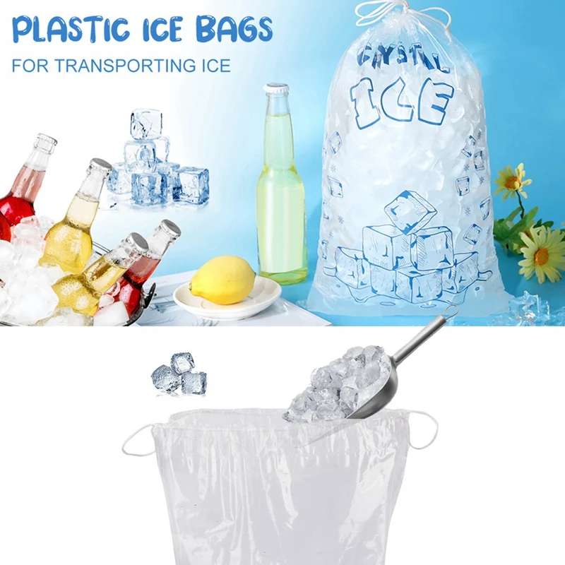 100 Count Ice Bags For Ice Machine, Heavy-Duty Reusable Cube Bags, Bags Freezer Keeper