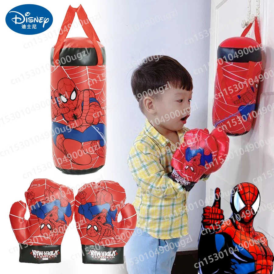 

Набор для мини-бокса Disney Spidermans, детская перчатка + сумка, аниме Мультяшные пауки, милая спортивная игрушка, подарок для мальчиков и девочек для физической тренировки