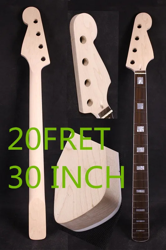 

Yinfente Electric Guitar Bass Neck 30 Inch 20 Fret Maple Reversed Headstock Rosewood Fretboard Block Inlay Unfinished DIY