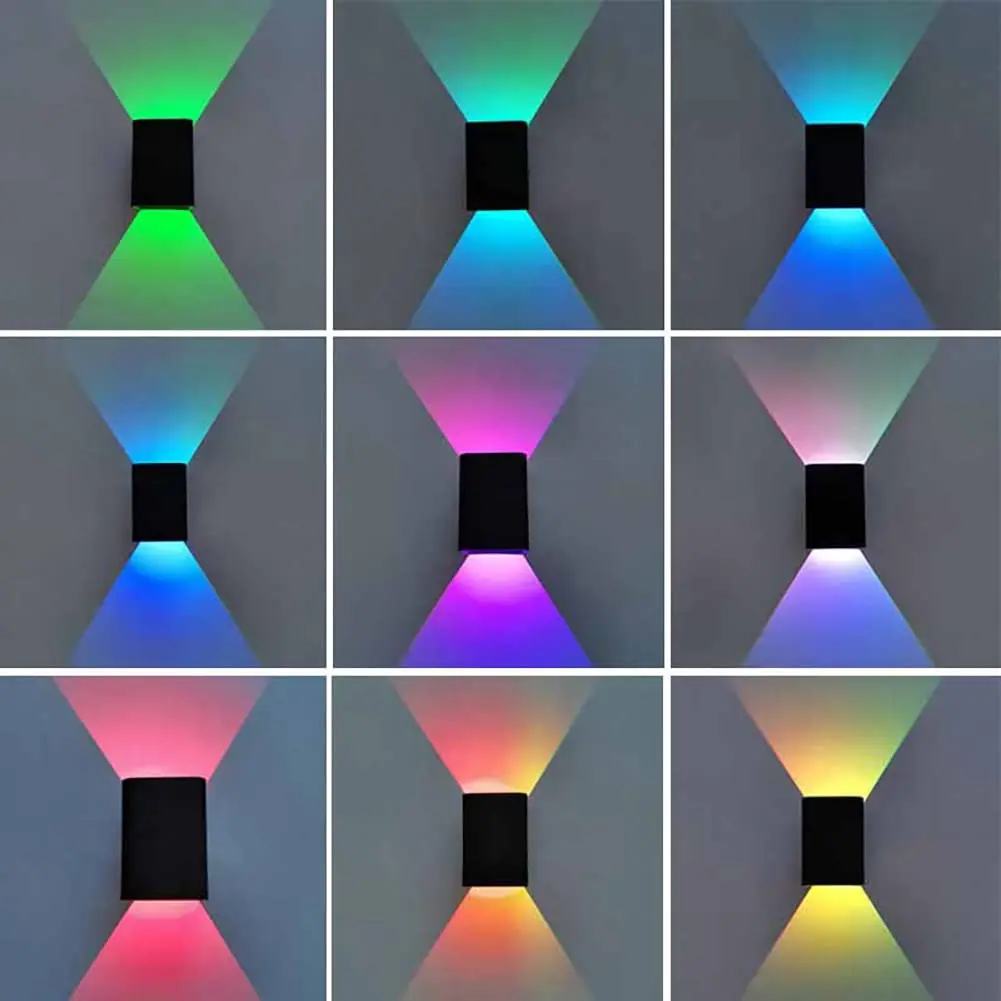 Square Led Wall Lights Aisle Corridor Dimmable Multicolor Up Down Lamp With Infrared Remote Control Bedside Lamp Wall Lamp