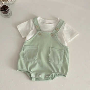Nuovi vestiti per neonati, pagliaccetti estivi per neonati e bambine, abbigliamento per neonati con cinturino a maniche corte, adatti per neonati da 0 a 18 mesi