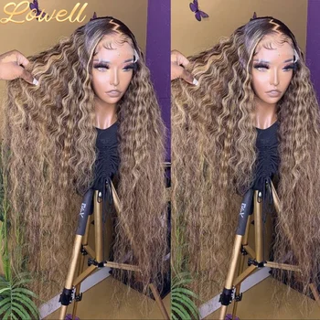 200 High Density Deep Wave Highlight 13x4 13x6 HD Lace Frontal Water Wave Wig Brazilian Colored Hair P4/27 Curly Human Hair Wigs 1