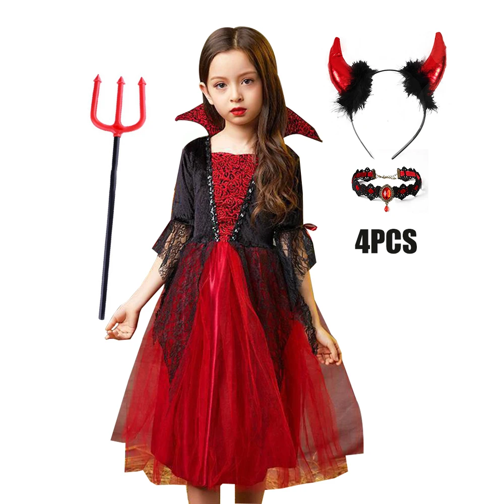 thumbnail image 1 of Disfraz de vampiro para niña, vestido de fantasía para carnaval, Cosplay para fiesta de 2 a 12 años, disfraz de Disney para actuación en escenario, 1 of 5