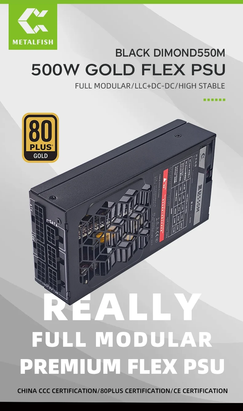 Flex 500/600W 80PLUS GOLD Full Modular Power Supply Flex-ATX 1U PSU For ITX Mini
