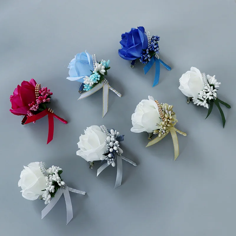 

Hot sale wedding corsage flower satin ribbon corsage gift decoration flower