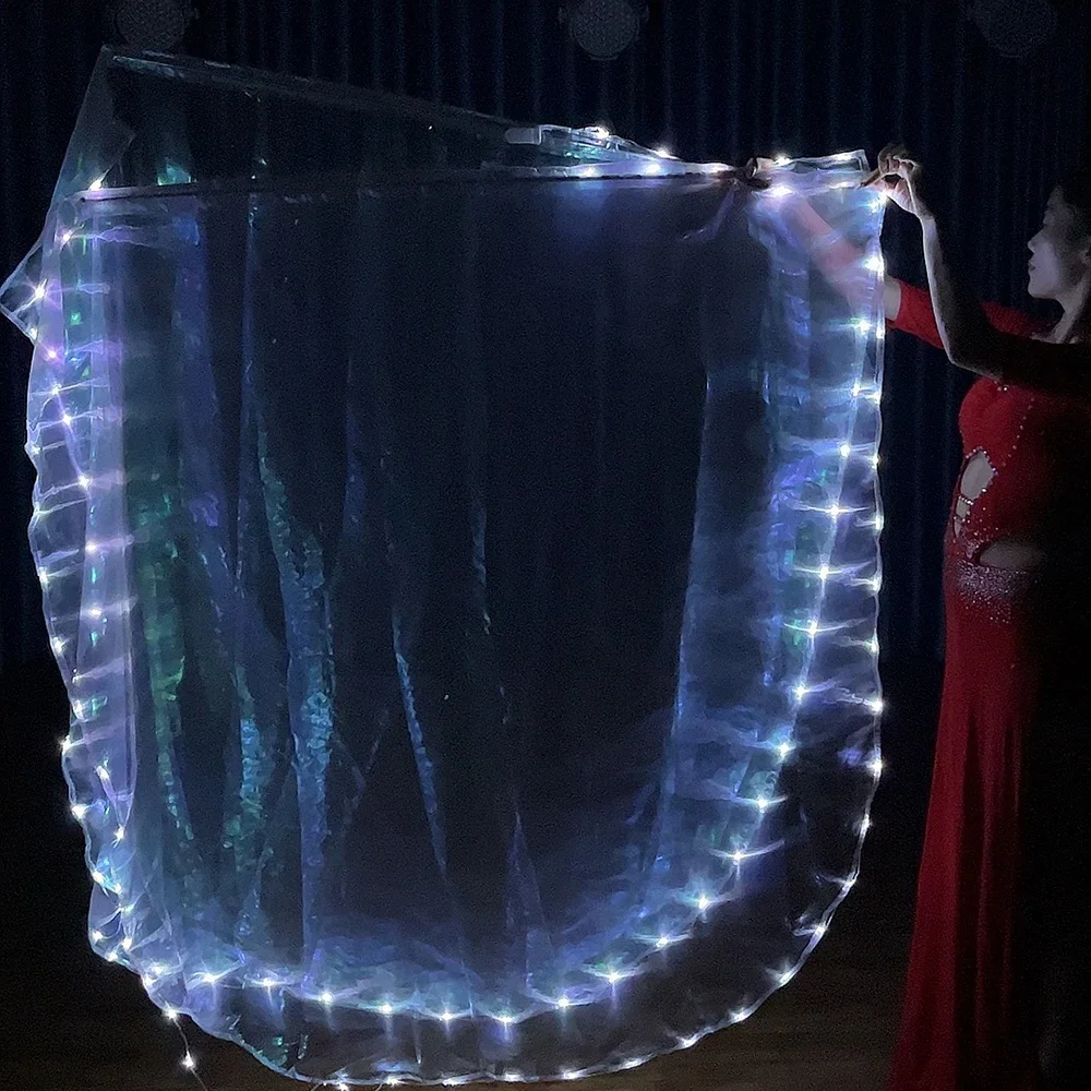 Practice Fan Frame Led New LED Luminous Flag White Fabric with Switch Dance Props Performance ...
