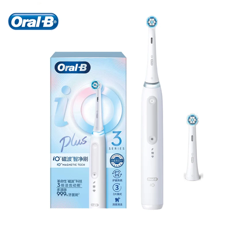 Oral B Io Series 3 Spazzolino Elettrico Sensore Di Pressione Intelligente 3 Modalità Di Brasatura Dei Denti Con 2 Ricariche Carica Induttiva Impermeab