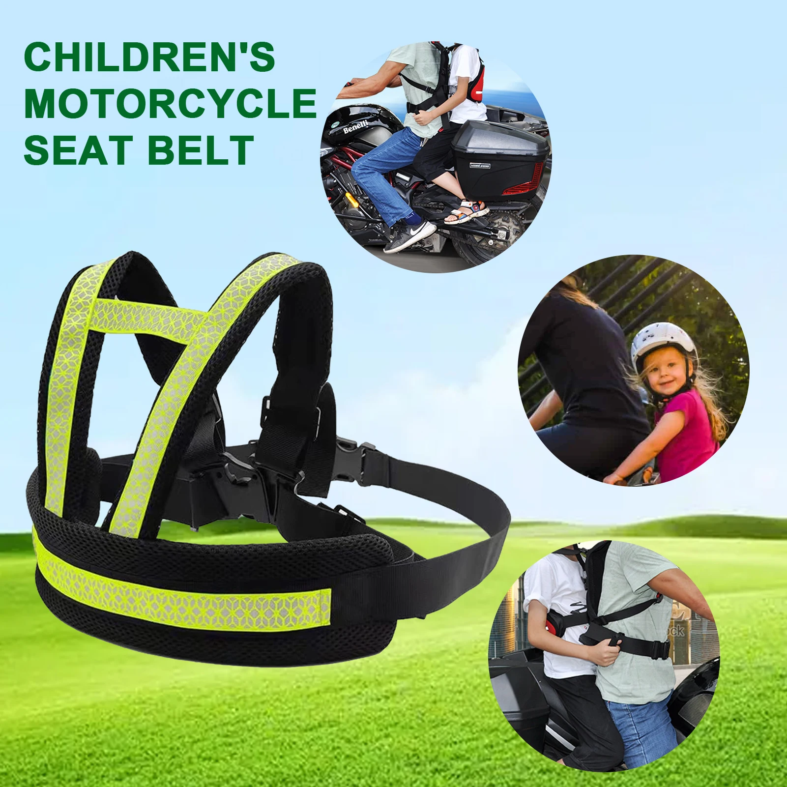 кресло пластмассовое складное с подложкой all weather high back seat белый синий 75140wb Children Safety Belt Anti-Drowsiness Kids Back Seat Security Sling Belt Riding Bike Motorbike Use Baby Motorcycle Safety Harness