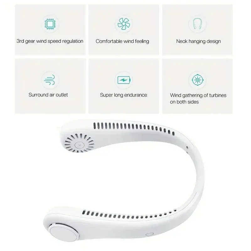 1pc Rechargeable Portable Neck Fan - Bladeless Personal Fan For Outdoor Sports - Hands-Free Cooling Solution 5