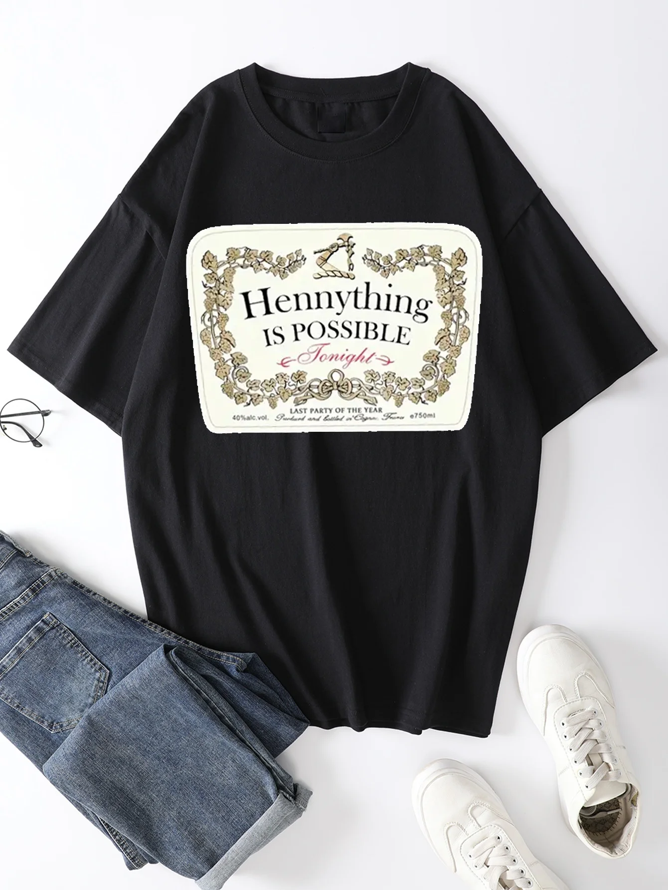 �Hennything Is Mögliche“ bedruckte T-Shirts für Herren, lässiges Kurzarm-T-Shirt mit Rundhalsausschnitt, bequemes, atmungsaktives T-Shirt für alle Jahreszeiten