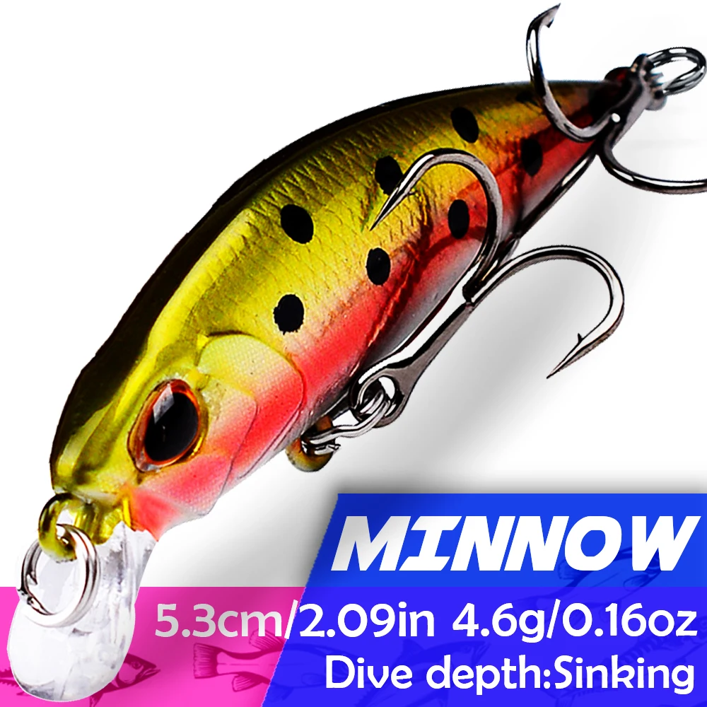 Sinking Fishing Lures 5.3cm/2.09in 4.6g/0.16oz Wobbler Minnow Baits ABS  Artificial Lure for Freshwater Saltwater Fishing - AliExpress