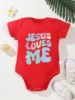 Bodysuit Jesus Loves Me Print Baby Boy Girl Short Sleeve Jumpsuit Newborn Toddler Infant Cute Rompers Child Onesie 5