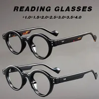 Lunettes de lecture Vintage pour hommes, petite lentille grossissante ronde, oculaire pour presbytie, 1 + 1.5 + 2.0 + 2.5 + 3.0 + 3.5 + 4.0 1