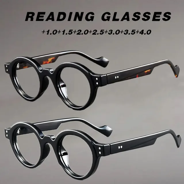 Lunettes de lecture Vintage pour hommes, petite lentille grossissante ronde, oculaire pour presbytie, 1 + 1.5 + 2.0 + 2.5 + 3.0 + 3.5 + 4.0 1