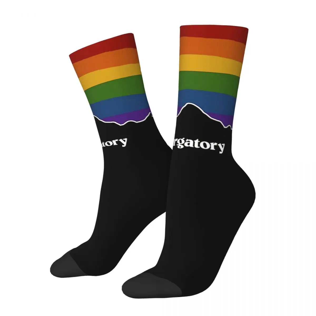 

Funny Men's Socks Purgatory Rainbow Sunset Retro Harajuku LGBTQ Pride Hip Hop Seamless Crew Crazy Sock Gift Pattern Printed