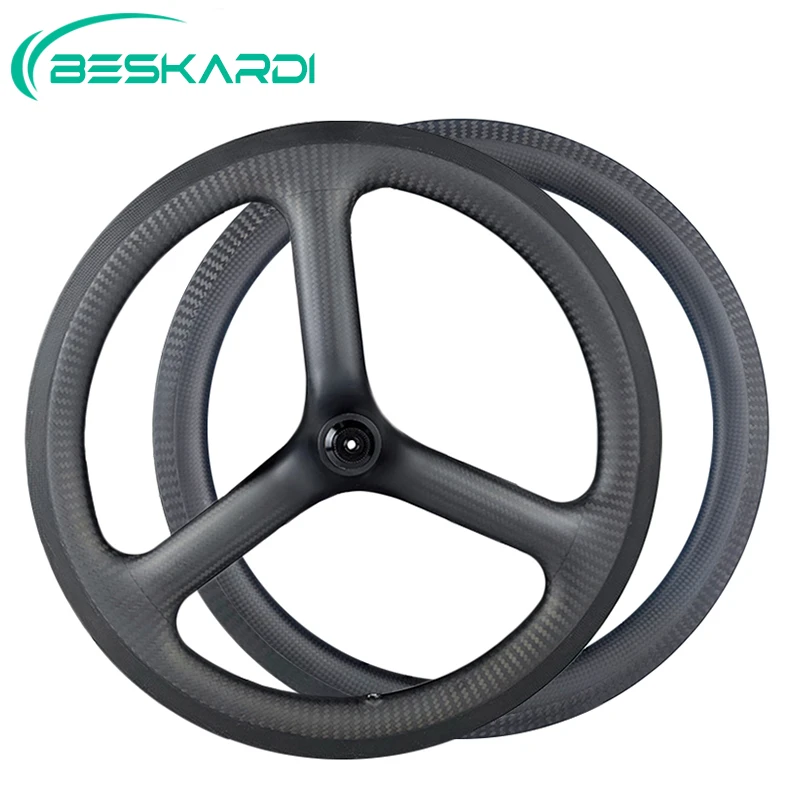 Folding Bike Parts 16inch 349 Front Trispokes Rear Rim Carbon Wheels 74