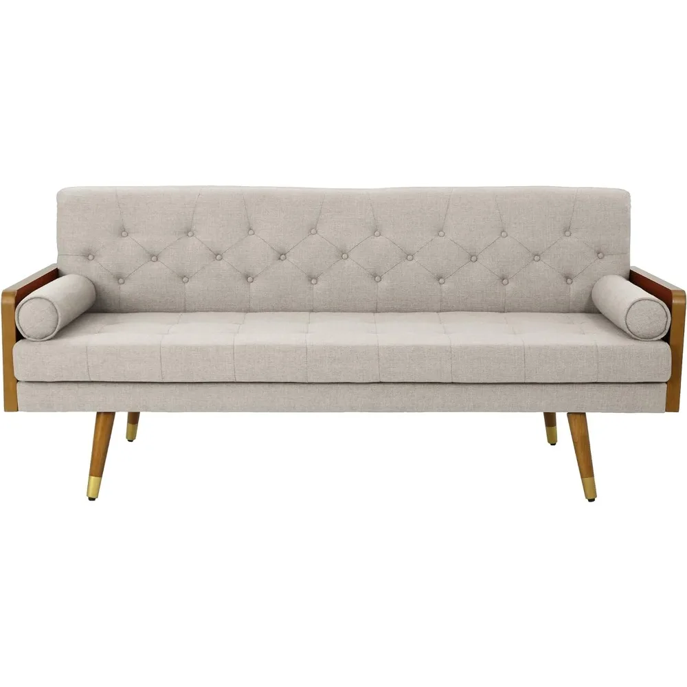

Mid Century Modern Tufted Fabric Sofa Beige Living Room Sofas Furniture Home
