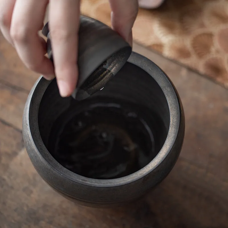 Vintage Coarse Pottery Water Tea Washing Japanese Ceramic Water Bowl Tea Residue Tank Teaware Cleaning Container Tea Wash Bowl