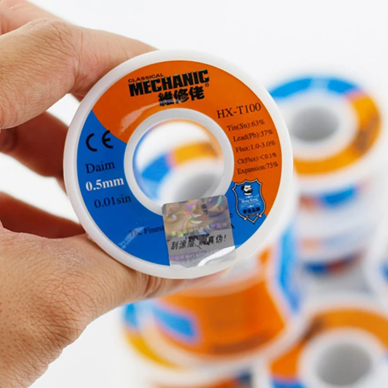 Solder Wire 0.3/0.4/0.6/0.8/1.0/1.2mm High Purity Low Melting Point For Phone Computer MECHANIC HX-T100 100g series soldering wire soldering tin wire welding wires