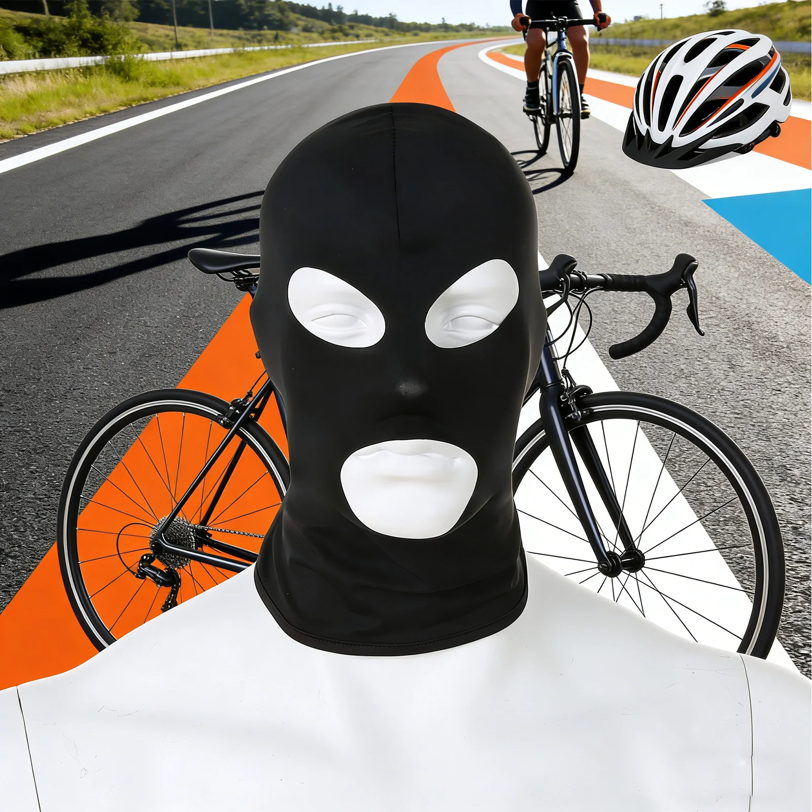 Vollgesichtsmaske für Männer und Frauen, Balaclava-Mütze, Outdoor-Hals- und Kopfbedeckung, Sport-Eisseide CS Motorrad Radfahren Reiten Wandern Helm I – Detail 7
