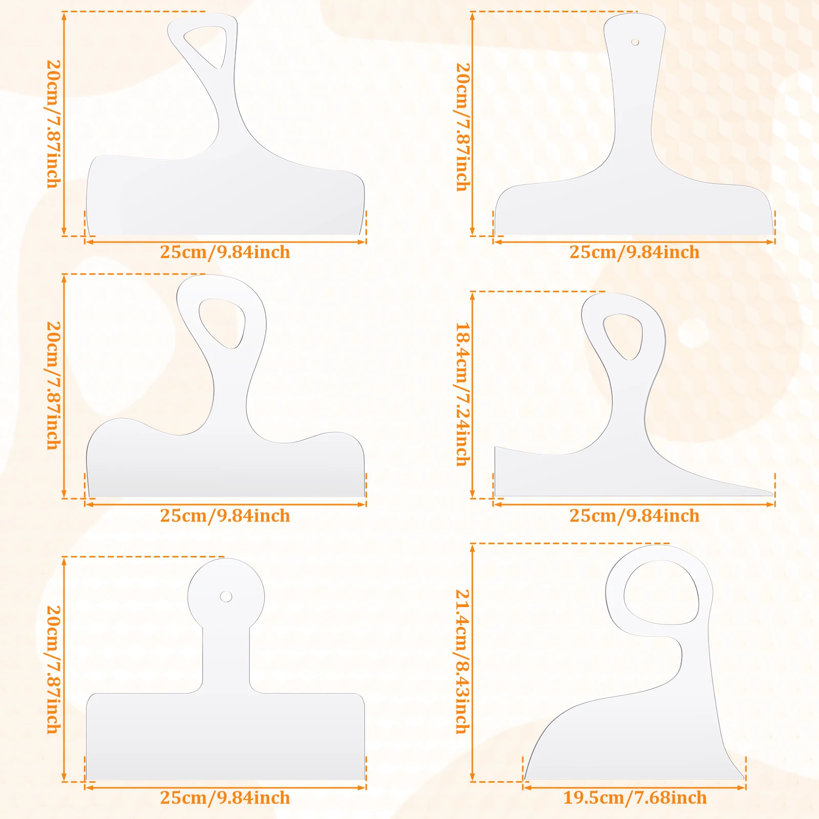 6Pcs Cutting Board Handle Template Set Transparent Acrylic Charcuterie Board Handle Router Template Woodworking Straight