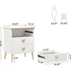3-Drawer Nightstand Set of 2, Luxury Bedside Table End Table with Storage Drawers and Golden Legs, Modern Nightstand for Bedroo 3