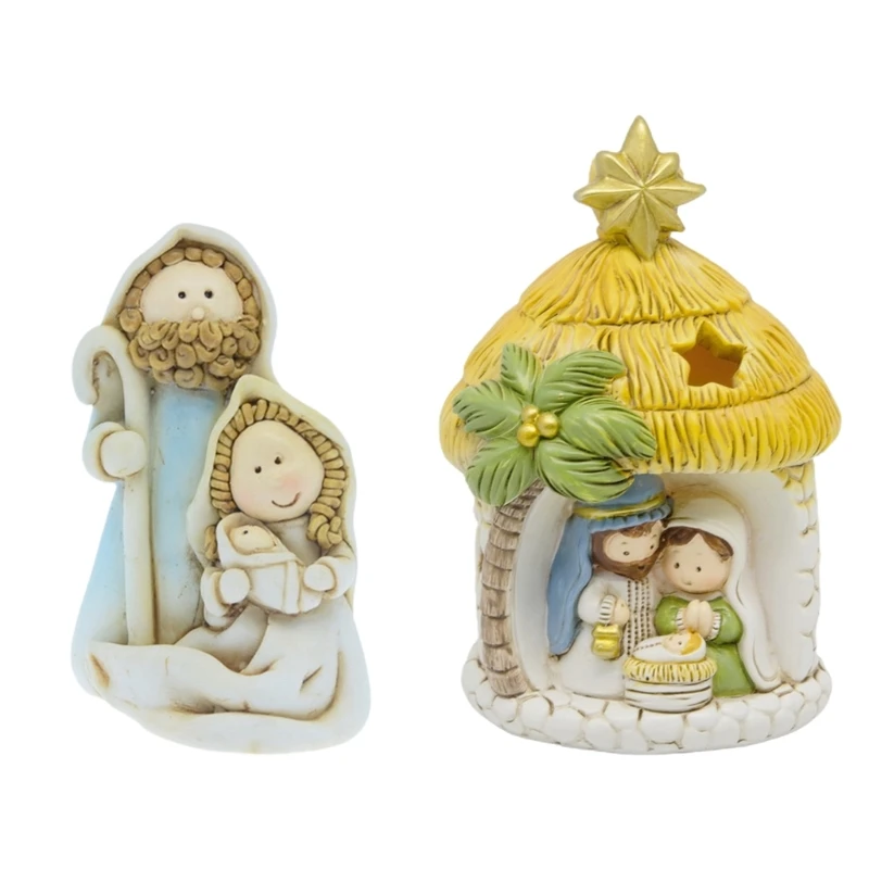 Nativity Scene Figures Resin Statue Holy Family Crafts Artwork Religious For Tv Shelf Fireplaces Christmas Decoration
